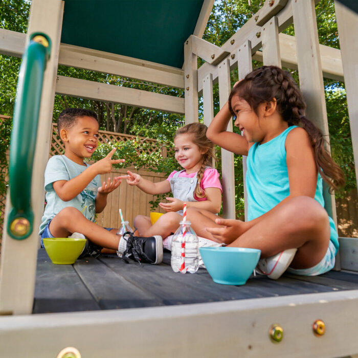 KidKraft Park Tower Wooden Swing Set with Slide, Monkey Bar and 3 Swings - Image 5