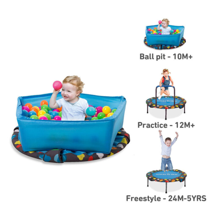 smarTrike Indoor Toddler Trampoline with Handle, Ball Pit - 100 Balls Included - Image 4